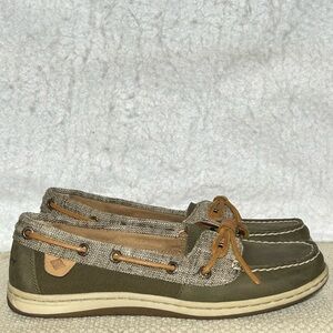 Sperry Top-Sider Womens Green/Grey Barrelfish Boat Deck Slip On Shoes SZ US 7M